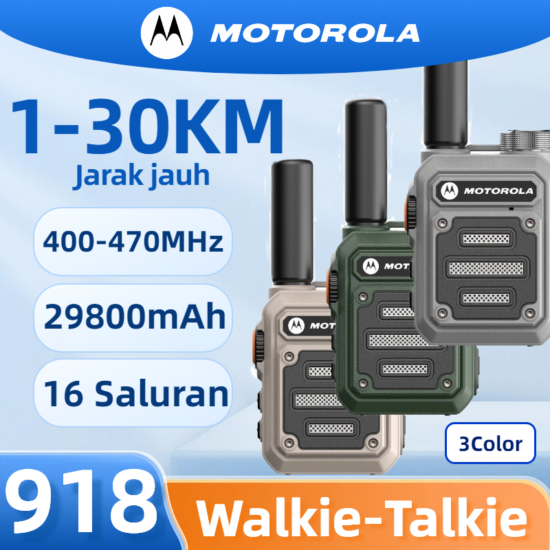 MOTOROLA 918 walkie talkie jarak jauh 30KM radio walkie talkie Pengisian Tipe-C Radio UHF Daya 30W 2