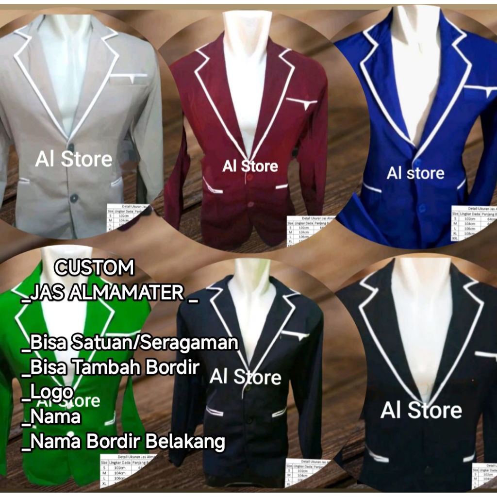 Custom Jas almamater List putih/Polos//Jas pesantren/Sekolah/Kampus/Universitas/OSIS/Jas SMP/Jas SD