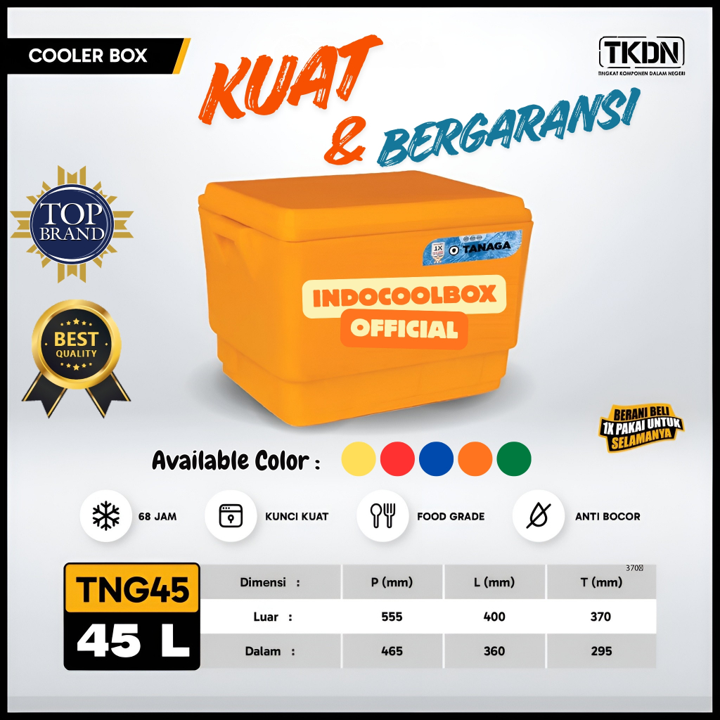 Cooler Box Tanaga 45 Liter Termos Es Kotak Tempat Es Batu Minuman Dingin Coolbox Ice Box Sterofoam