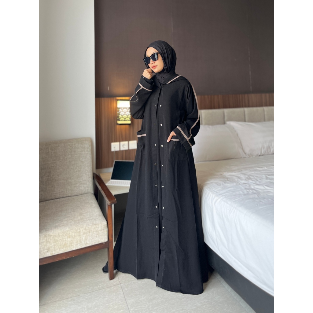 Abaya Gamis Hitam Outer Polos | Abaya Hitam | Abaya Arab | gamis terbaru // gamis hitam [ BISA COD ]