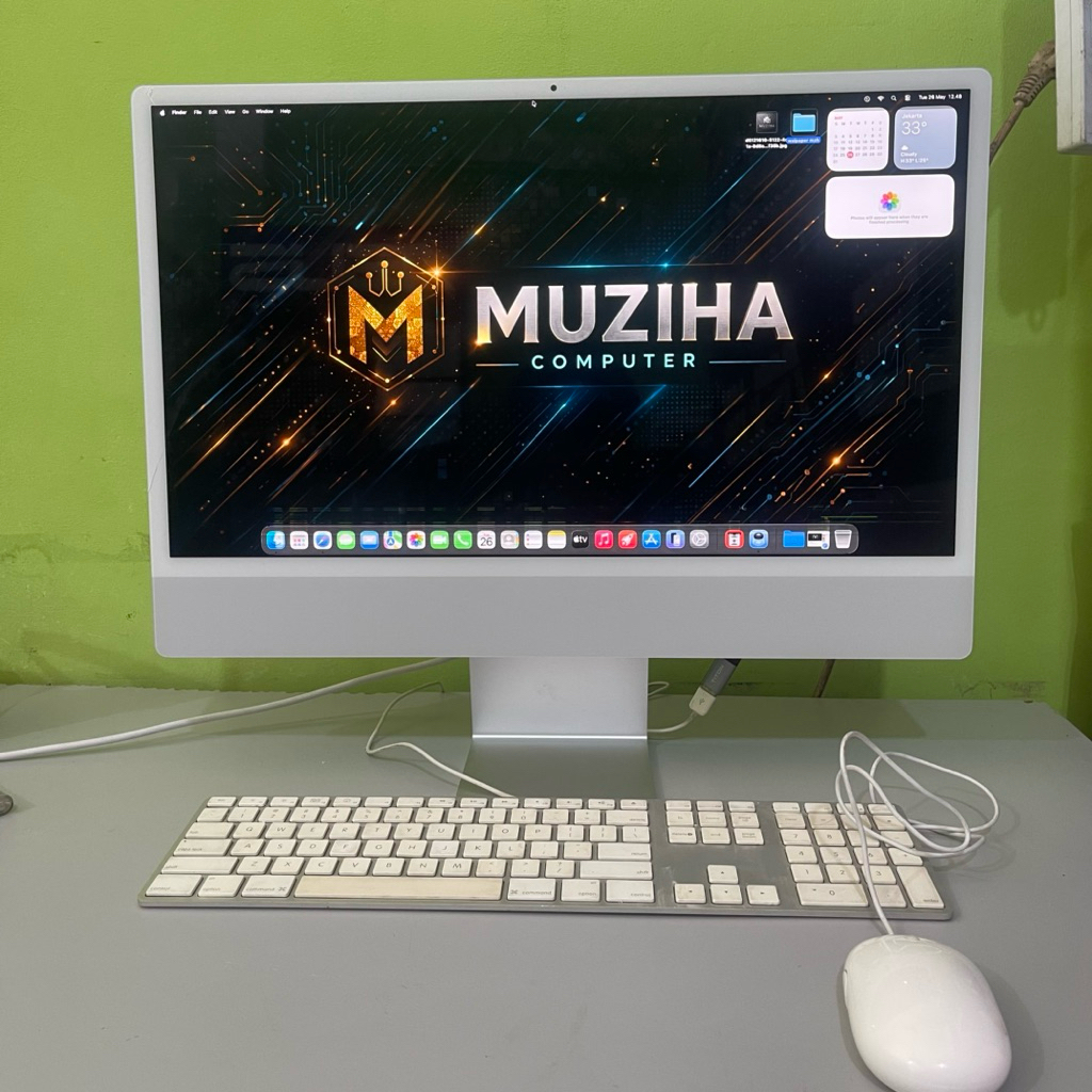 imac 24 inch m1 2021 4 thunderbold satu set dengan mose dan keyboard