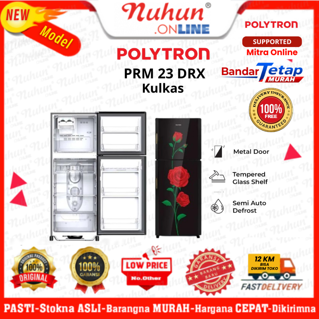 POLYTRON Kulkas 2 Pintu  PRM 23 DRX
