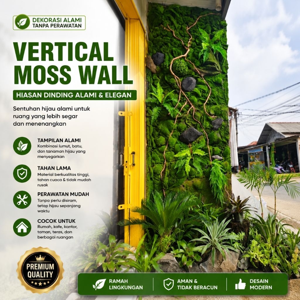 Vertical Garden Premium | Dinding Lumut & Pakis Sintetis Hias Dinding