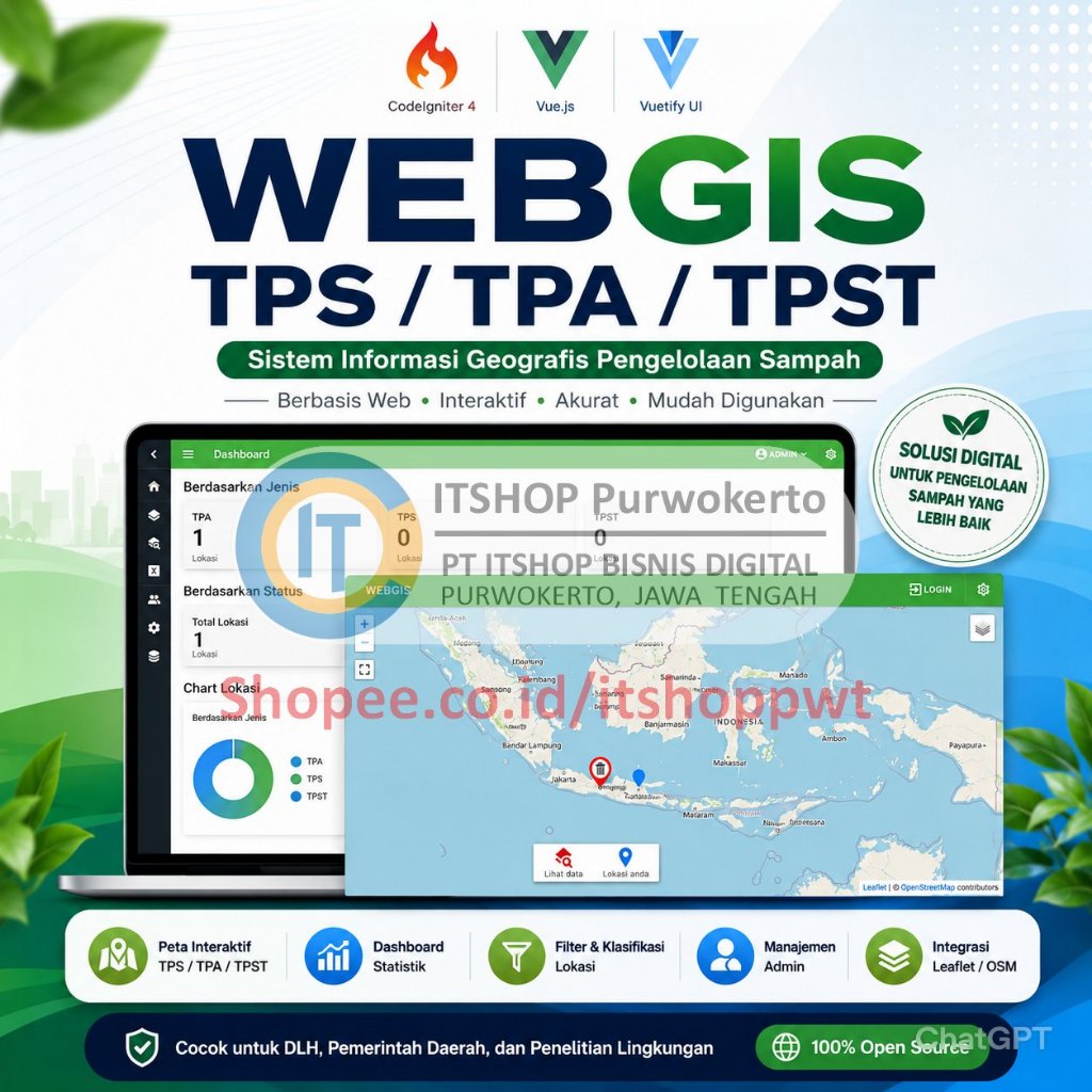 Source Code Aplikasi Web GIS TPA TPS TPST menggunakan CodeIgniter 4 dan Vuejs