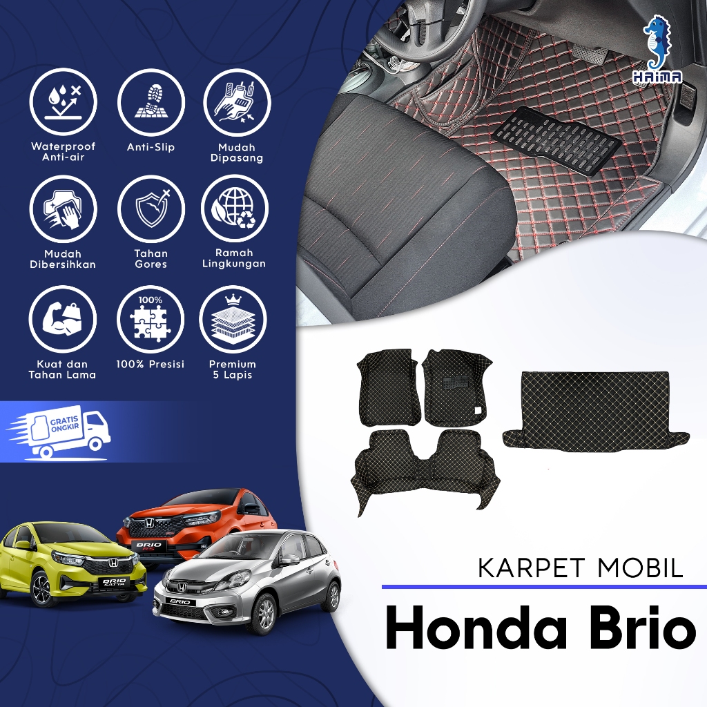 Haima Karpet Mobil Honda Brio 2013-2025 Premium Anti Slip Nappa Leather M1009