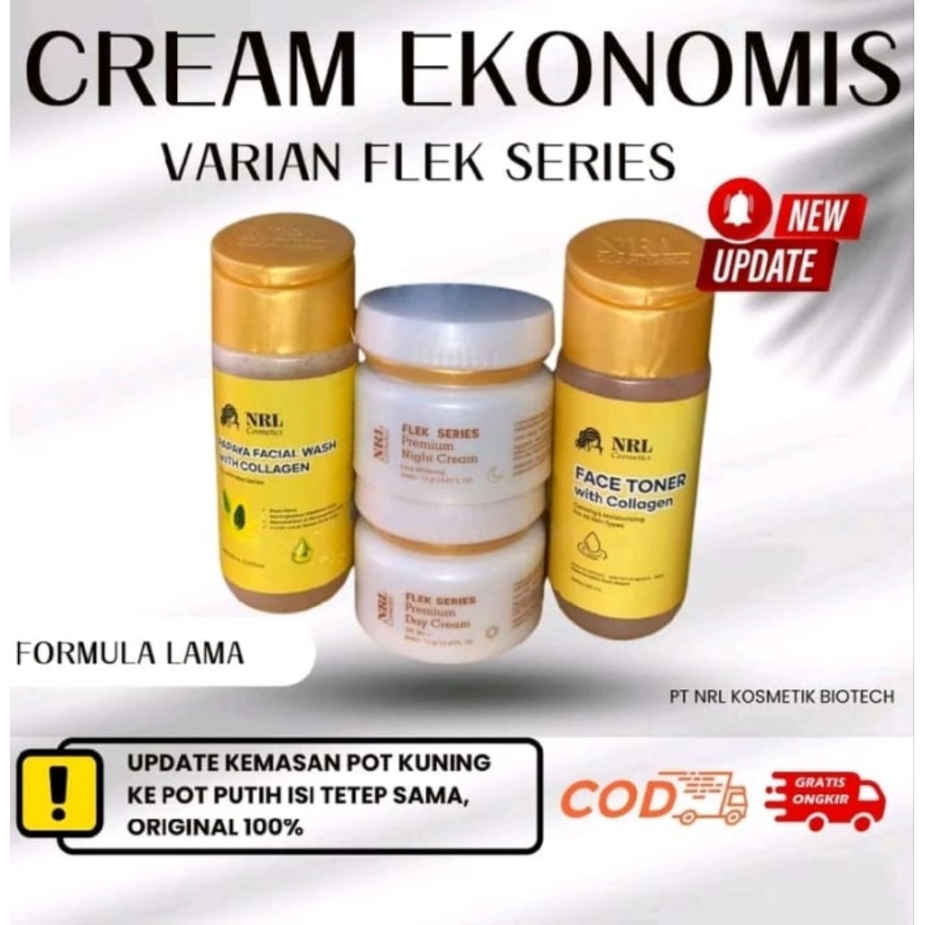 Cream NRL Ekonomis - Paket Flek: Mencerahkan Wajah, Mengatasi Jerawat, Menyamarkan Flek Hitam