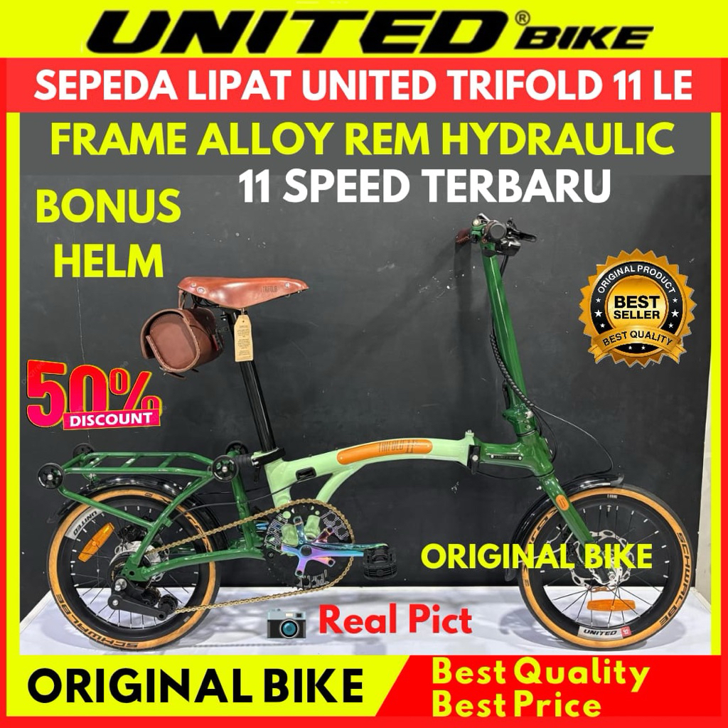 Sepeda Lipat 16 United Trifold 11S Leather Edition New