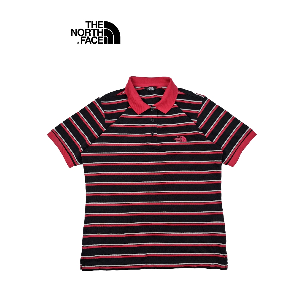 Kaos Polo The North Face Original Pria | Outdoor Polo Shirt  | Stripe Merah Putih Hitam | Adem & Nya