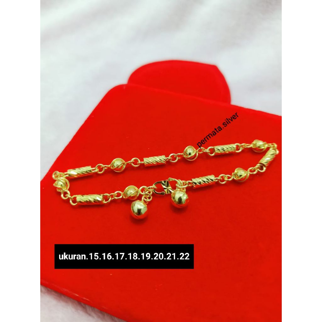 Gelang Rantai Dewasa Bambu Ukir Perak 925 Asli