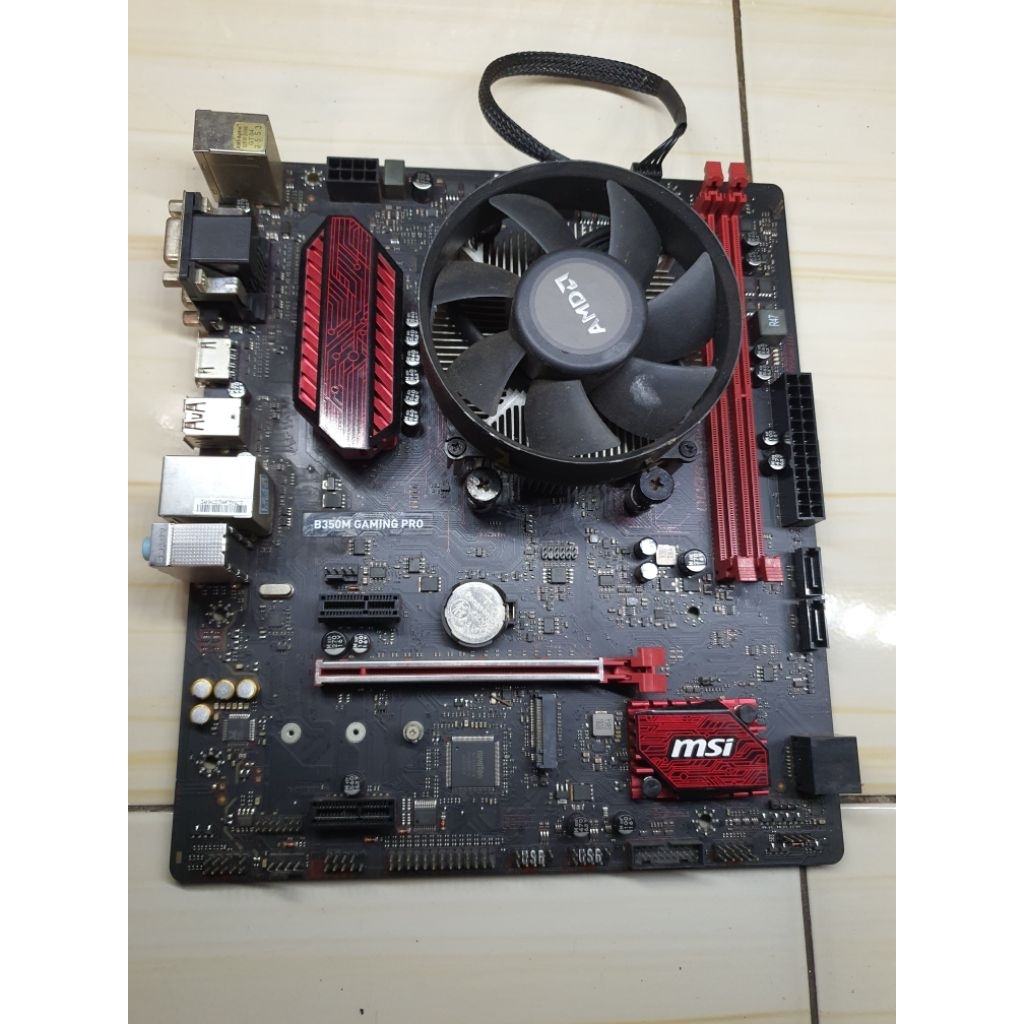mobo Msi B350m gaming pro + prosesor Ryzen 5 1600 fan