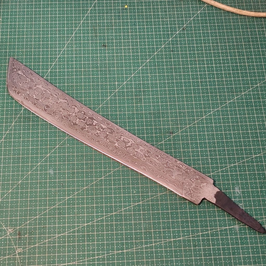 Blank Pisau panjang Pamor Damascus / Balikmipih