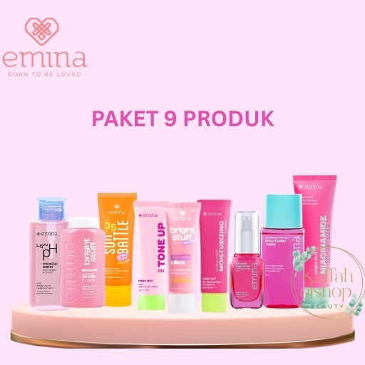 EMINA 1 Paket Bright stuff Lengkap 9 produk Wajah Glowing, COD, BPOM, Gratis Gift Cantik
