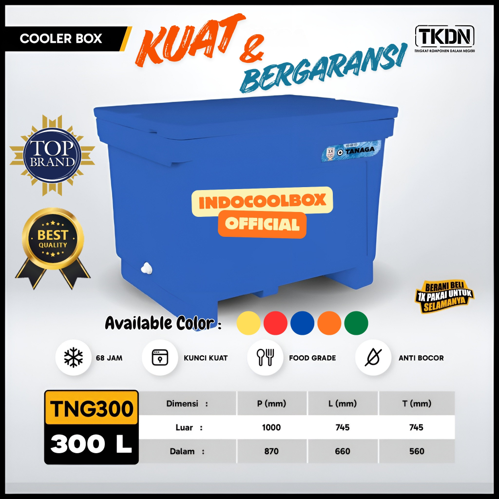 Cooler Box Tanaga 300 Liter Termos Es Kotak Tempat Es Batu Daging Ikan Coolbox Ice Box Fiber