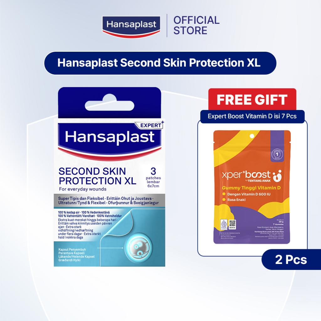 HANSAPLAST Plester Second Skin XL Isi 3 Plester Hidrokoloid - Menyembuhkan Luka Lebih Cepat