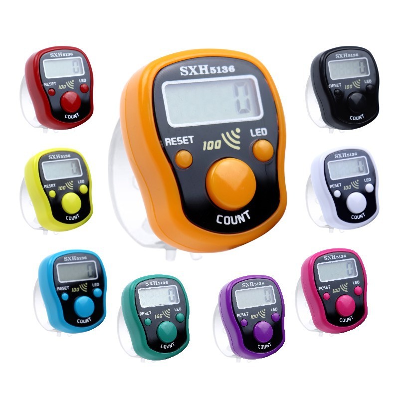 (TANPA KEMASAN) Tasbih Alarm LED SHX5136 Digital Finger Counter LED Alarm 100 Akan Bunyi 3 Tombol
