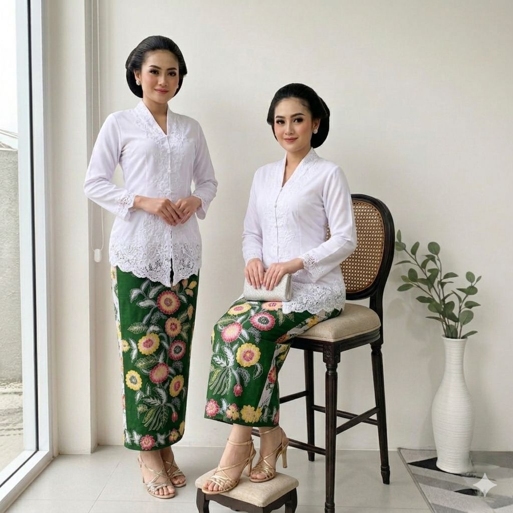 Set Kebaya Encim - Set Kebaya Safitri  - Kebaya Encim Modern - Kebaya Katun Bordir