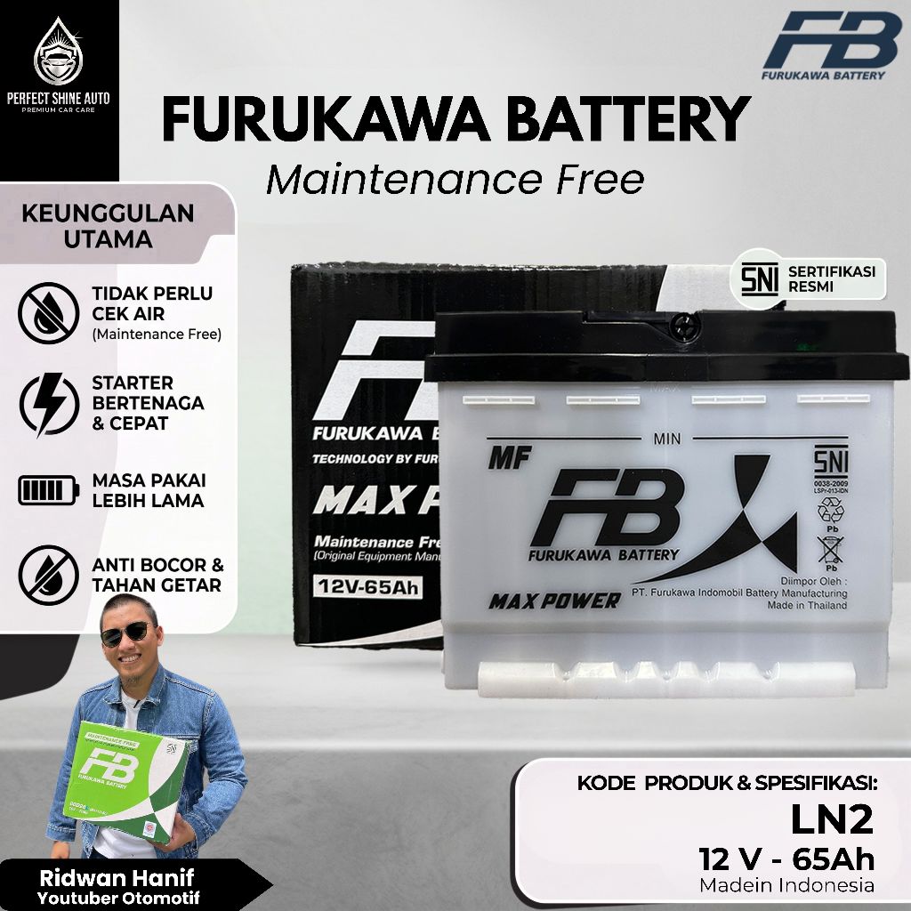 Furukawa Battery / FB Aki Mobil Wuling Almaz DIN 65 / LN2 65Ah Aki Kering