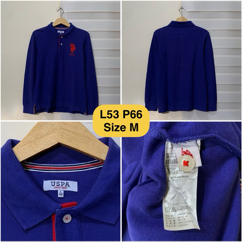 Poloshirt Lengan Panjang USPA Biru Original