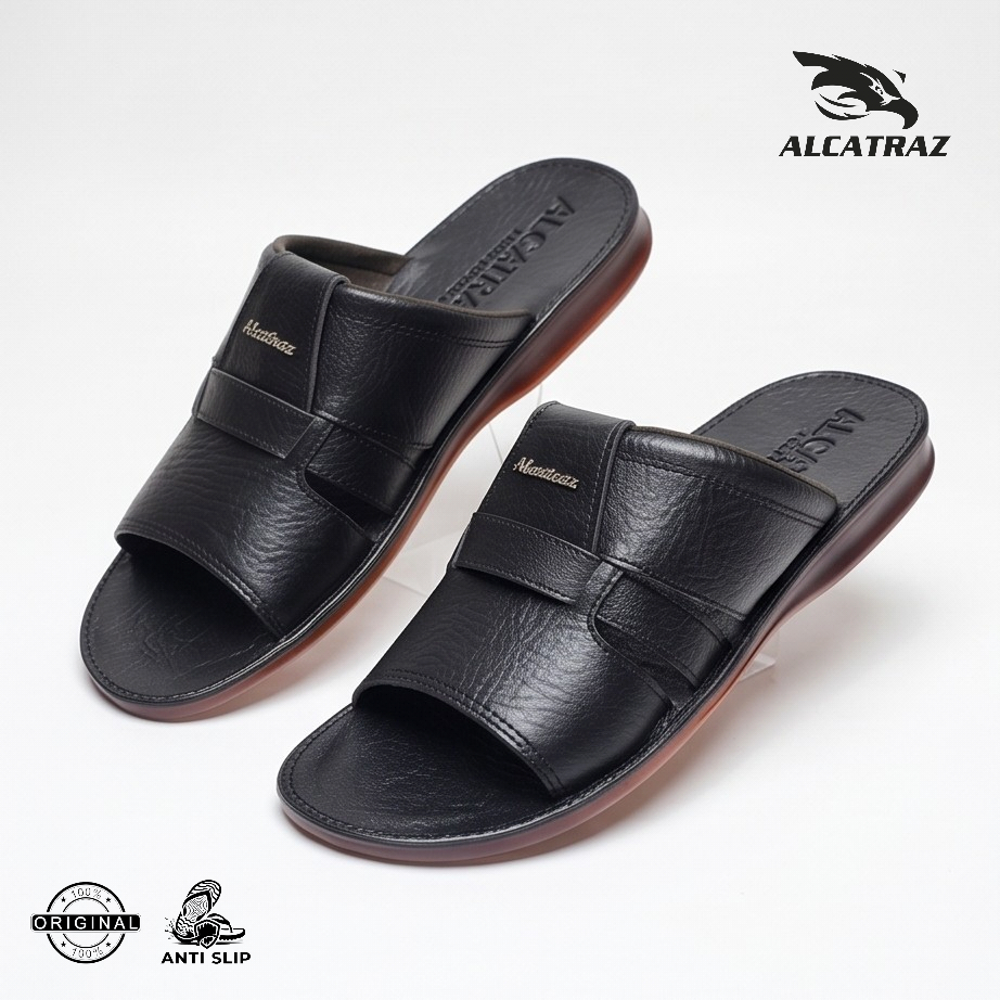 ALCATRAZ Sandal Kulit Pria Selop Anti Licin Karet Asli Original APOLO 15