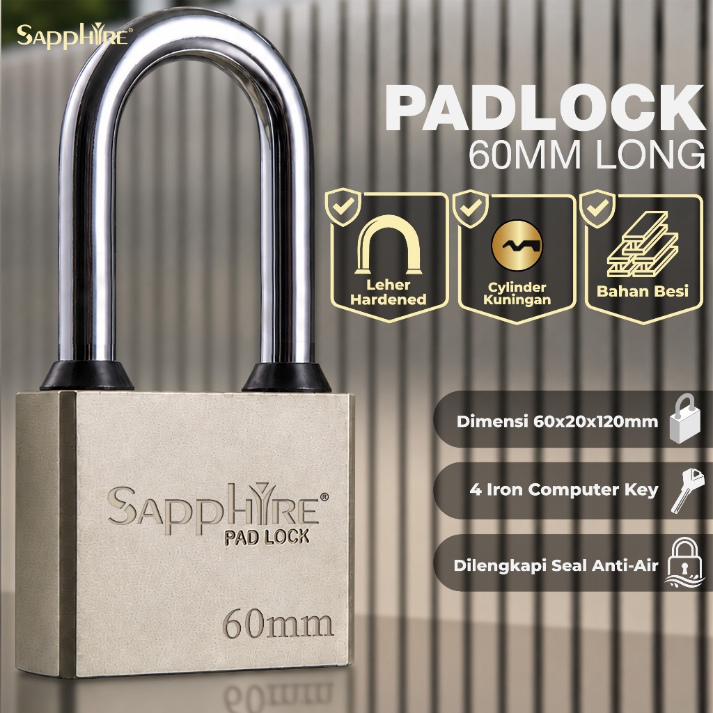 Sapphire Gembok 40mm,50mm,60mm Long Short Gembok Rumah Gembok Pagar Leher Hardened Anti Maling Anti 