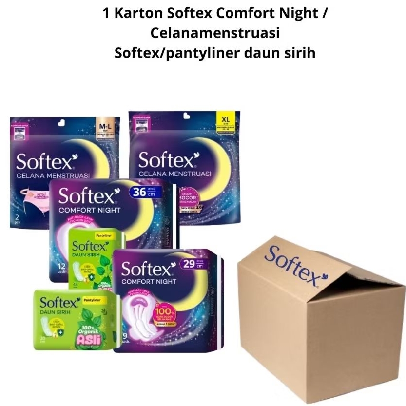 1 Karton Softex Celana Menstruasi M-L2s XL2s - Comfort Night 29cm 9pads / 36cm 12pads / 29cm 18pads 