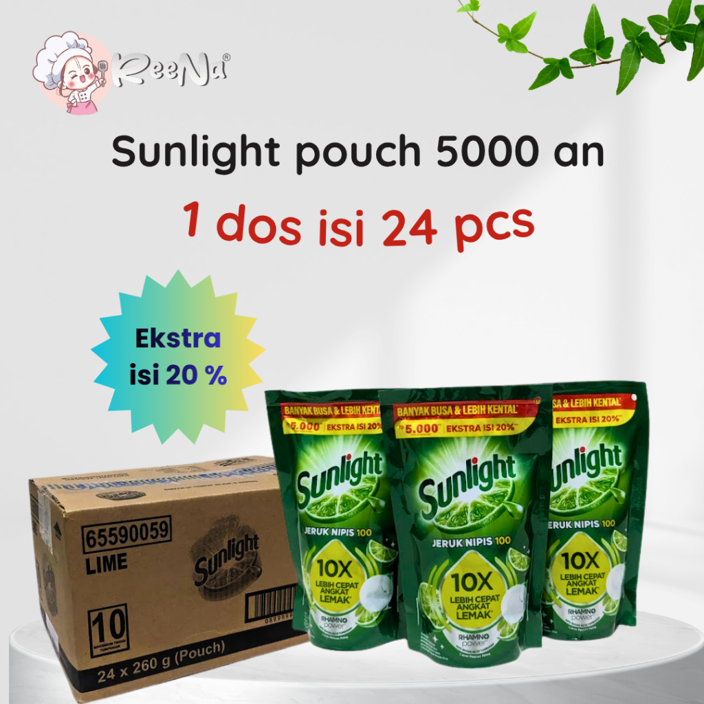 [1 DUS] Sunlight Pencuci Piring 260g Isi 24 Pcs - Sabun Cuci Piring Sunlight 5000an Pouch Grosir