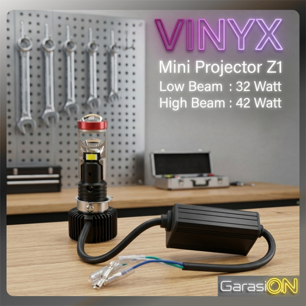 VINYX Lampu LED Mini Projector Z1 Headlight Motor Bohlam Lampu Utama Projie Mobil H4 H6 H7