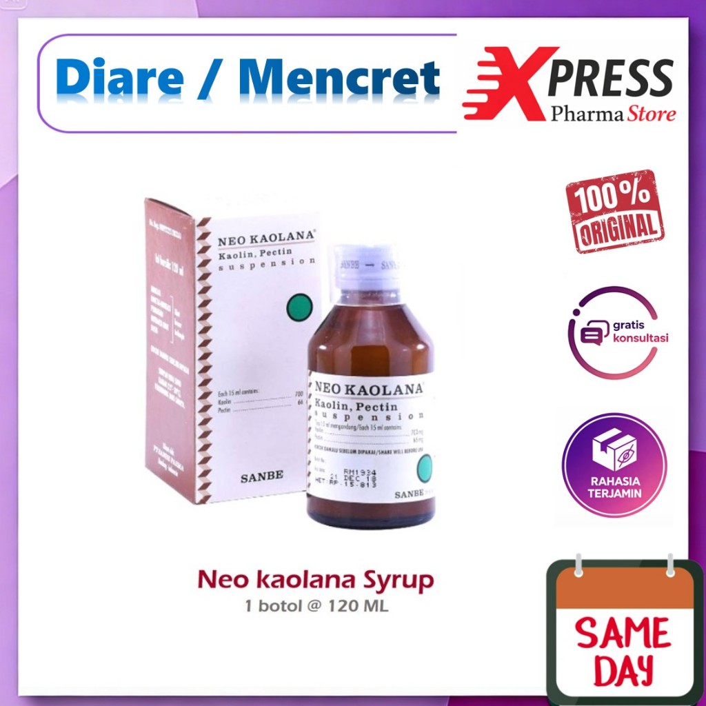 XPRESS  Neo Kaolana SIRUP 120 ml Obat Diare Mencret Anak Dewasa Syrup Kaolin pektin
