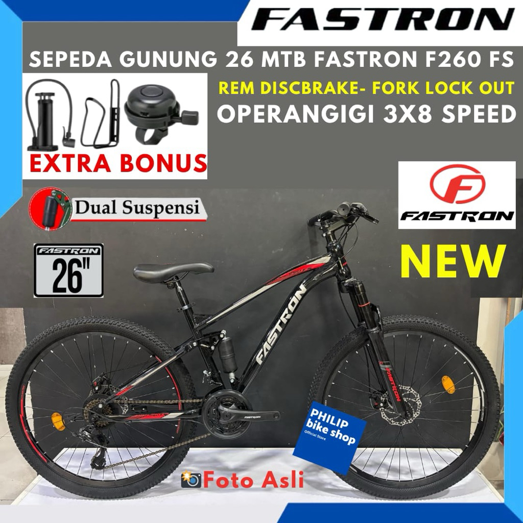 Sepeda Gunung MTB 26 Fastron 260 FS Rem Discbrake Operangigi Dual Suspensi Terbaru