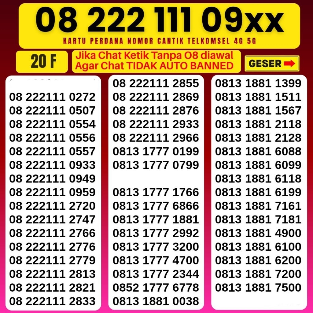 PROMO  NOMOR CANTIK SIMPATI 11digit 12digit TELKOMSEL 4G 5G NOCAN SIMPATI NOMER SIMPATI CANTIK KARTU