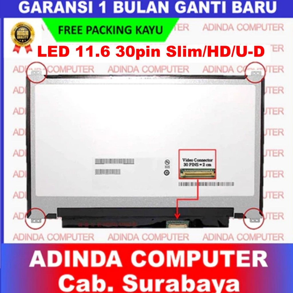 LCD LED 11.6 Inch 30 Pin Atas Bawah