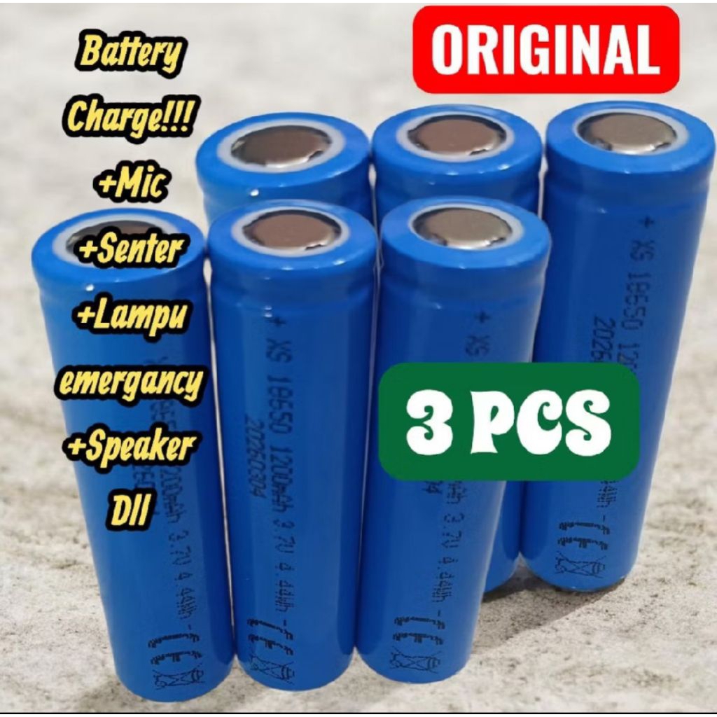 BATERAI CAS / BATERAI 18650 3,7 VOLT isi 3 pcs ORIGINAL HIGH QUALITY