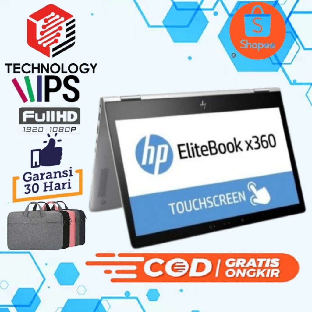 Laptop HP Elitebook X360 1030 G2 Core i7 Gen 7 Ram 16GB SSD 512GB Touchscreen Mulus