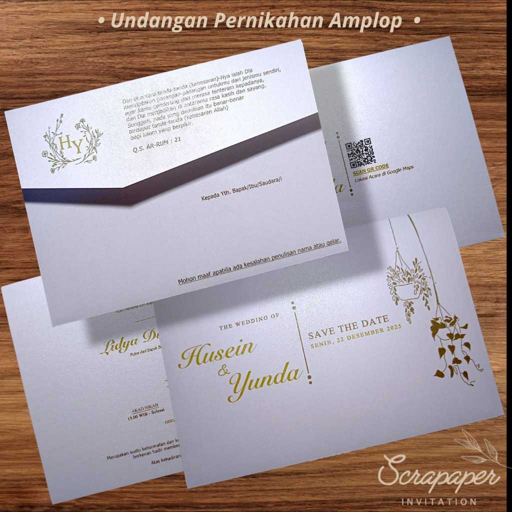 Undangan Pernikahan Amplop Design Simpel Menarik Bahan Kertas Jasmine