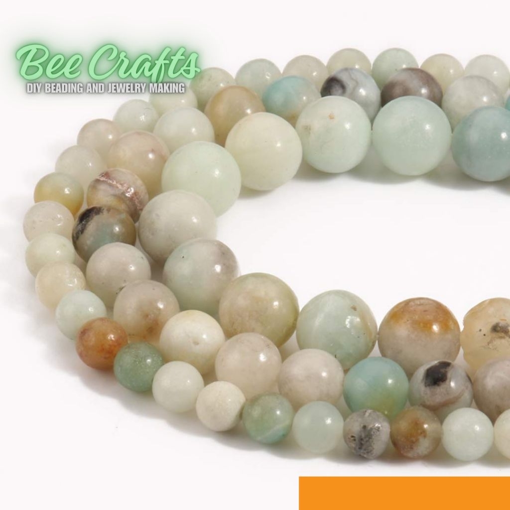 Batu amazonit mix Kuarsa bulat Alami bahan Gelang Batu Alam