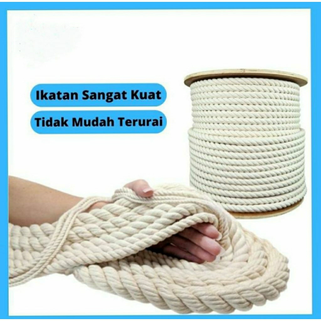 Tali Tambang Katun Kecil 3MM 5MM 6MM Asli Tali Katun 100%/Tali Tas