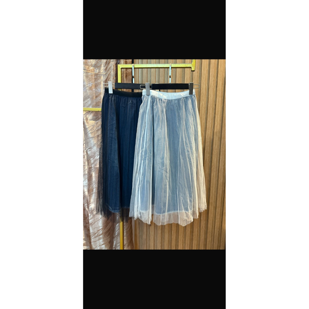 rok tutu jeans tile putih