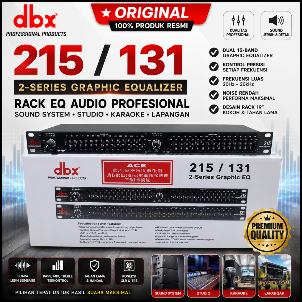 DBX 215 / 131 2-Series Graphic Equalizer Original Rack EQ Audio Profesional Sound System Studio Kara