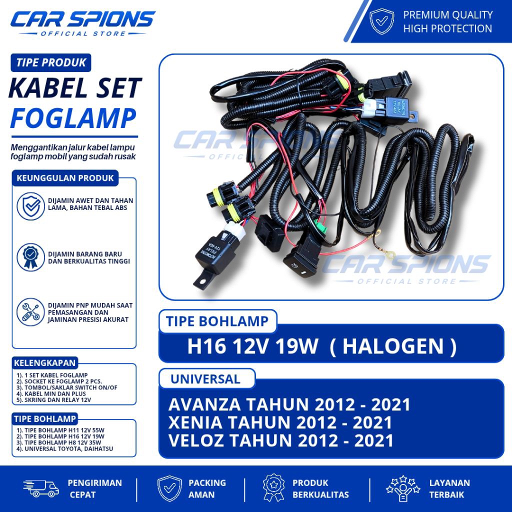 Jalur Kabel Foglamp Mobil Avanza Xenia Veloz Tahun 2012-2021 Kabel Lengkap Full Set