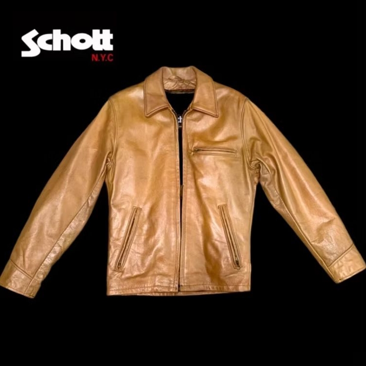 Vtg Schott NYC AT101 Single Rider Leather Biker Jacket X Jaket Kulit Kerah Daun Aero Vanson Leathers