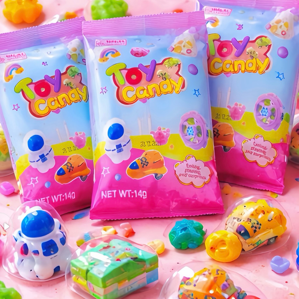 Toy Candy 1 Renceng ( 10 Bks ) by Sadewa Snack | Permen Mainan Jajanan Anak | Permen Gratis Mainan |