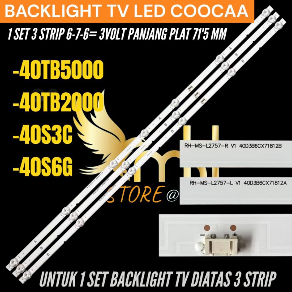 BACKLIGHT TV LED COOCAA 40 INCH 40S3C- 40S6G-40TB2000- 40TB5000 BACKLIGHT TV LED COOCAA