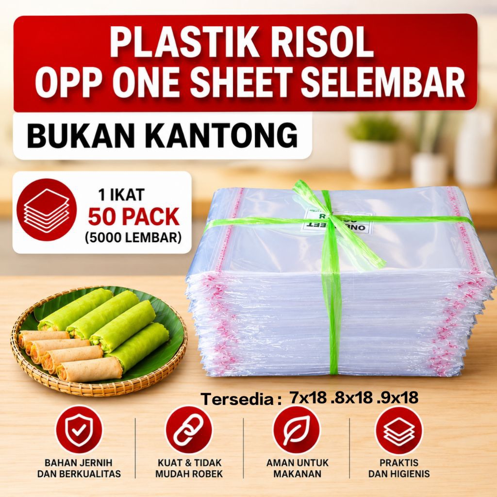 Plastik OPP One Sheet Risol Lem | 50 pack (5000 Lembar) Bukan  kantong