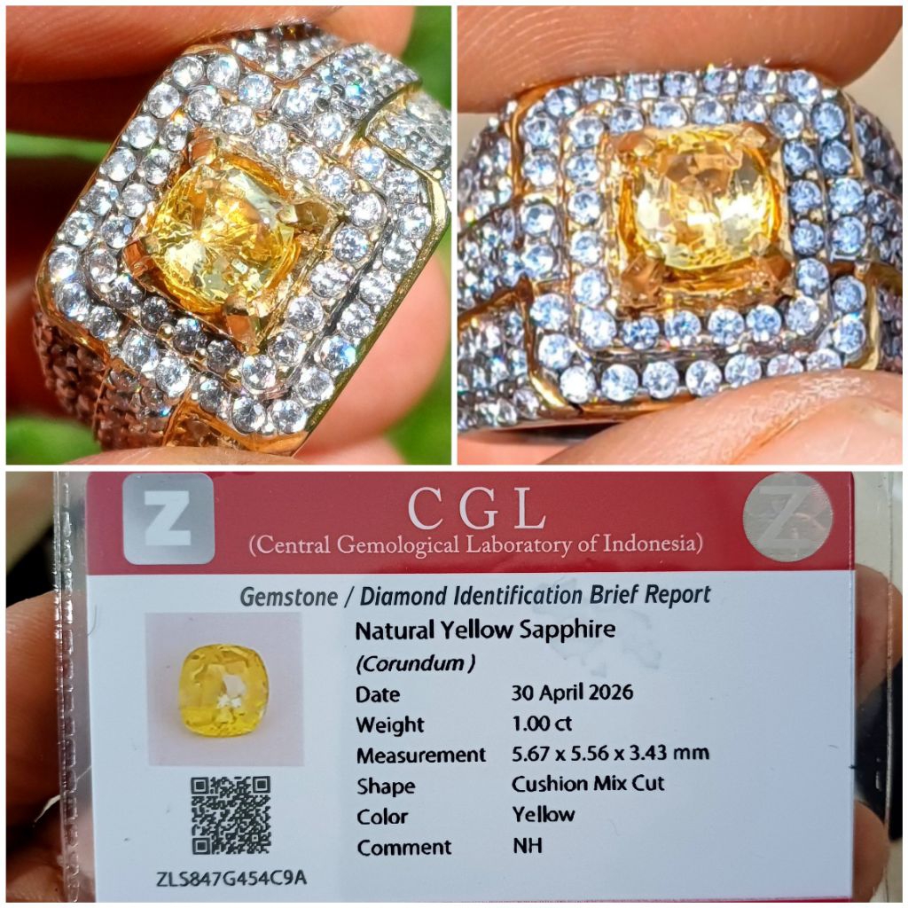 Yellow Sapphire Srilanka no heat memo CGL Lab