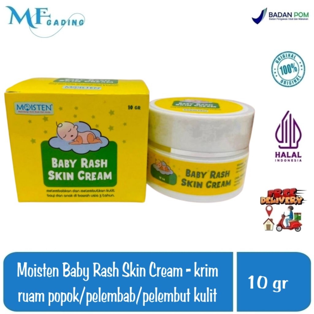 Moisten Baby Rash Skin Cream - krim ruam popok / pelembab / pelembut kulit bayi anak / anti iritasi 