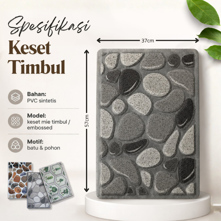 Keset Timbul 3D Dapur Kamar Bahan Keset Mie PVC Motif Batu Pohon