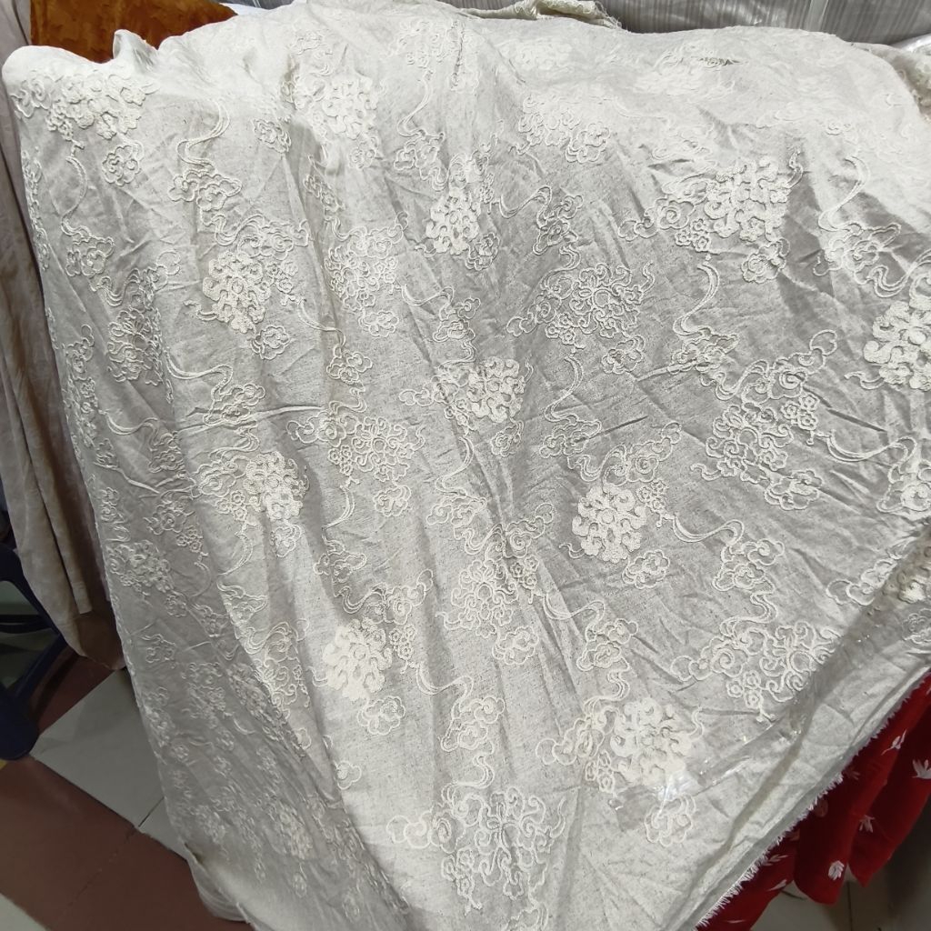 Kain Bahan Linen bordir Sulam(harga ½ meter)