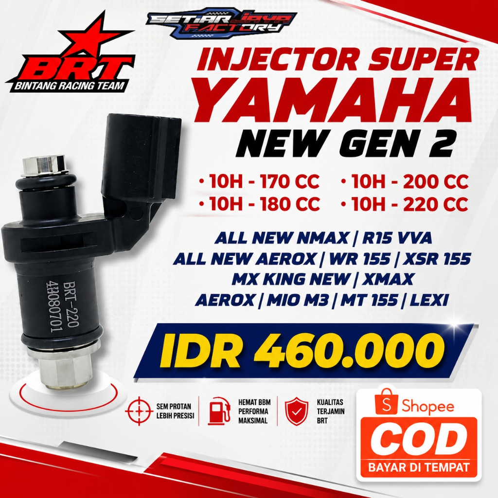 RACING INJECTOR BRT YAMAHA SOCKET BESAR MX KING NEW ALLNEW NMAX AEROX WR XSR XMAX MIO M3 MT 155 LEXI