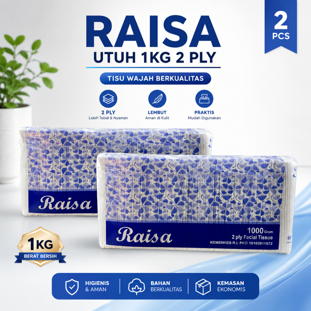 (PAKET 3 TENTENG)TISU JUMBO RAISA UTUH  1KG/2PLY TEBAL