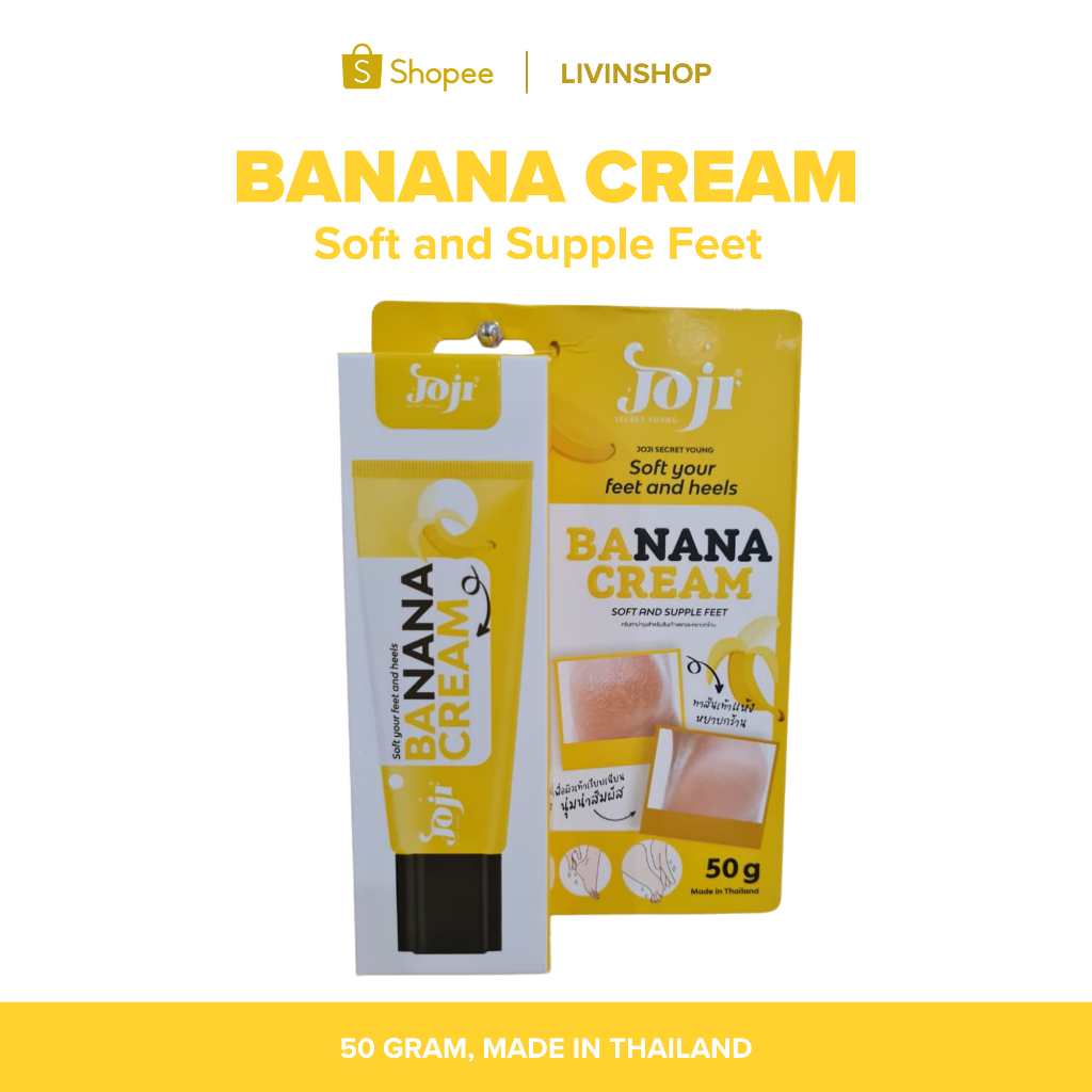 JOJI Banana Cream Soft Your Feet and Heels, 50g, Made in Thailand